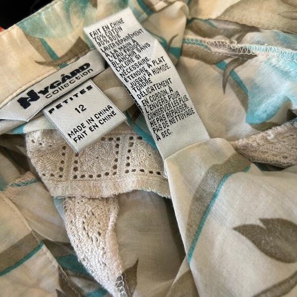 Nygard Collection Silk Blend SZ 12P Crochet Tie Back Cap Sleeve Boho Chic Floral - Picture 8 of 10